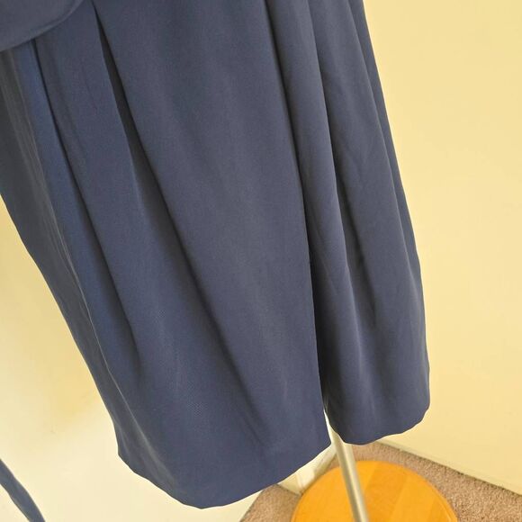 Loft Navy Faux Wrap Pleated/Belted Lined Skirt, Knee Length, NWOT, sz. 4 - Picture 3 of 13